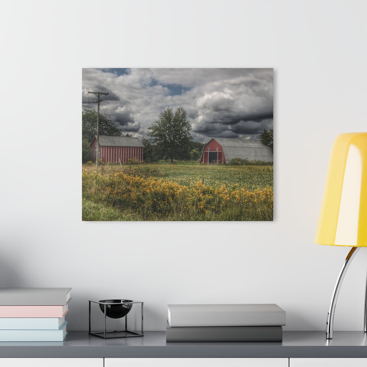 U R There Photography Pinstripe Barn and Buddy II Rustic Farmhouse Acrylic Wall Print
