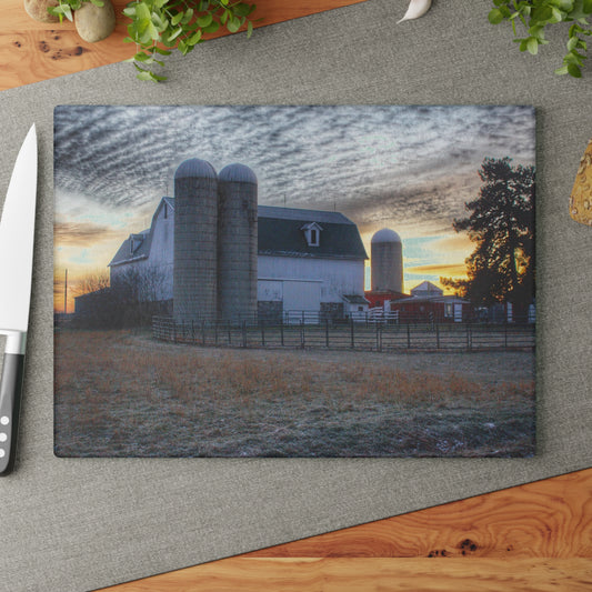 U R There Photography December Dawn Rustic Farmhouse Tempered-Glass Cutting Board