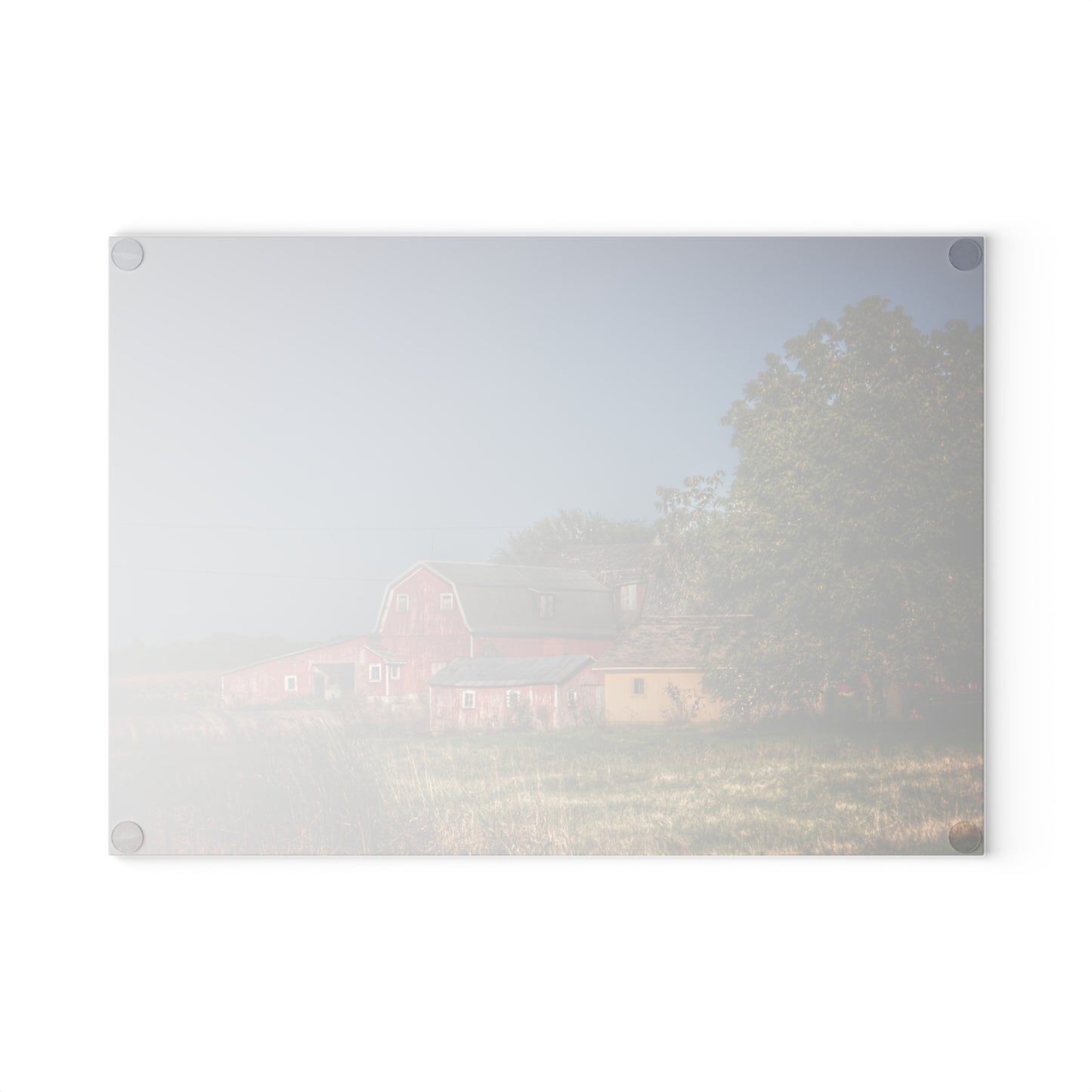 U R There Photography Rochester Road Red I Rustic Farmhouse Tempered-Glass Cutting Board