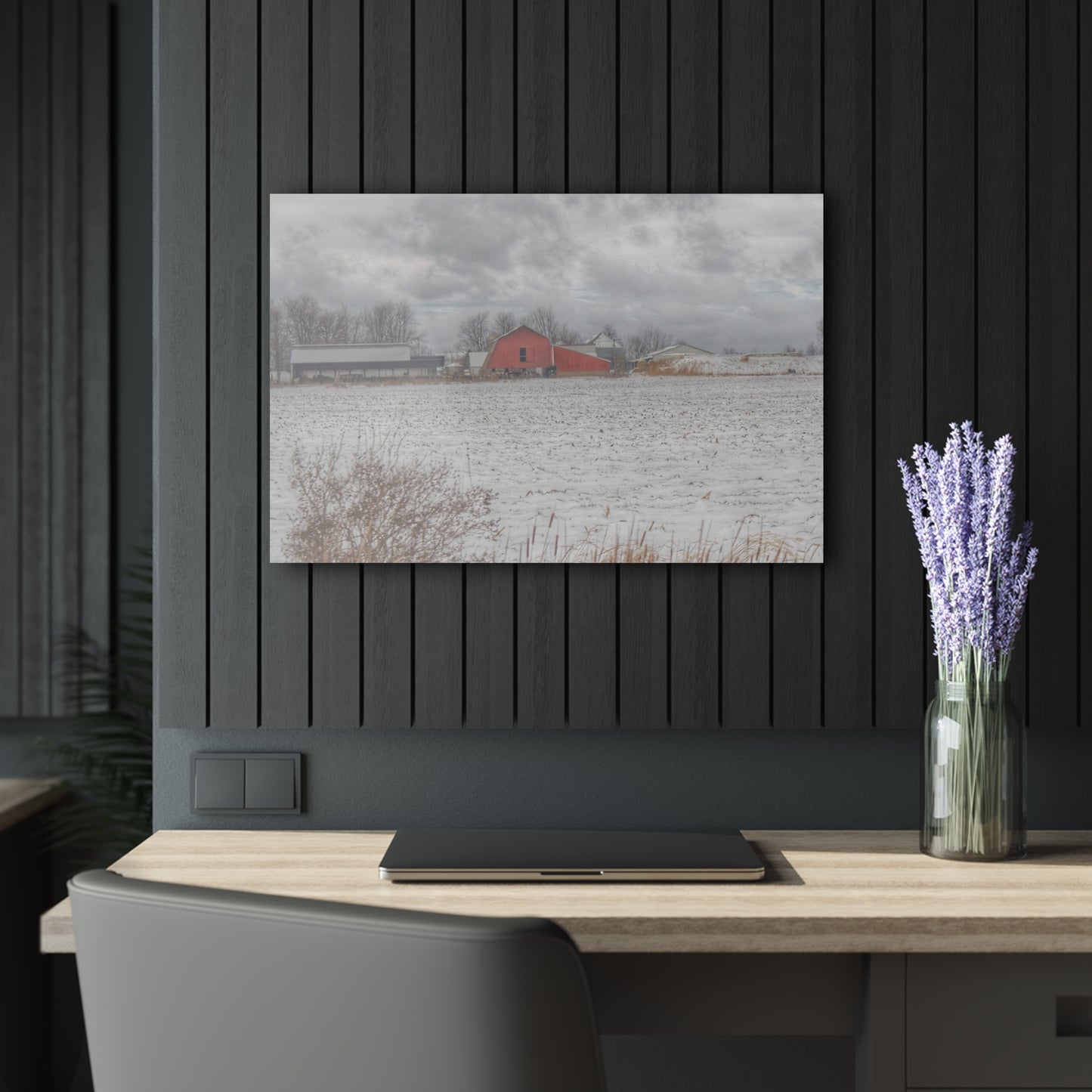 U R There Photography Maple Valley Road Red II Rustic Farmhouse Acrylic Wall Print