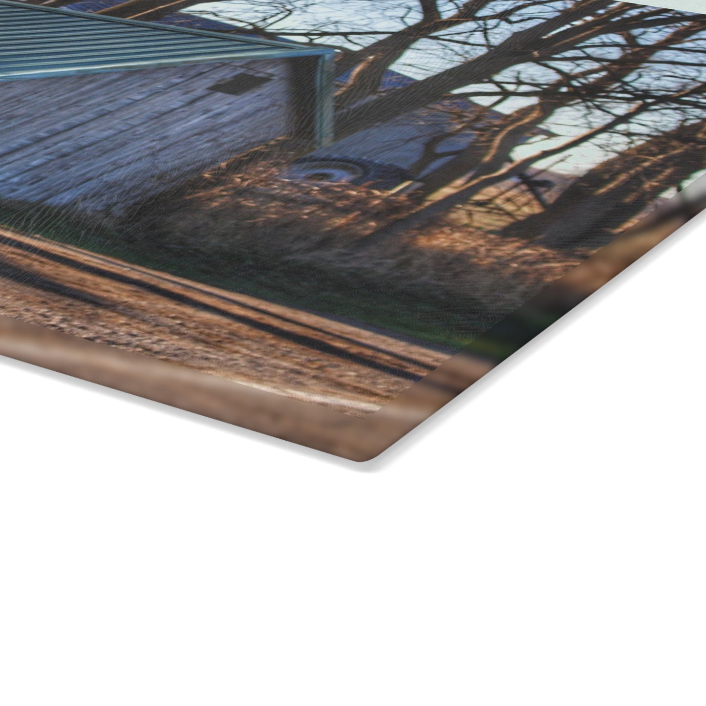 U R There Photography Baldwin Roadside Shack Rustic Farmhouse Tempered-Glass Cutting Board