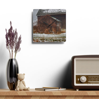 U R There Photography Wilder Road Little Grey Rustic Farmhouse Acrylic Analog Wall Clock