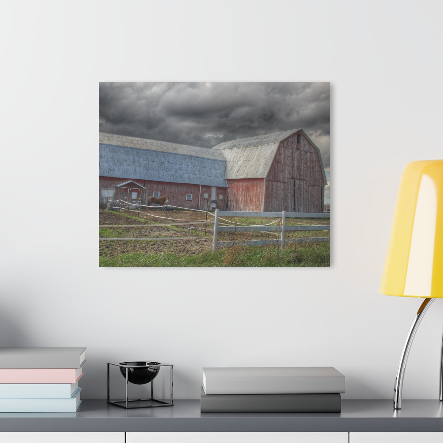 U R There Photography Sandusky Horse Barn Against Fall Skies Rustic Farmhouse Acrylic Wall Print