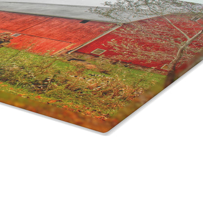 U R There Photography Cramton Road Reds I Rustic Farmhouse Tempered-Glass Cutting Board