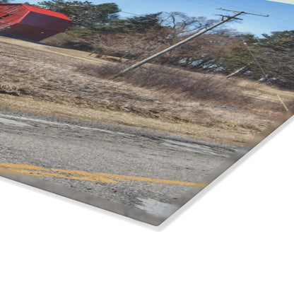 U R There Photography Maple Grove Little Red Rustic Farmhouse Tempered-Glass Cutting Board