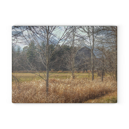 U R There Photography Speaker Road Hidden Grey Rustic Farmhouse Tempered-Glass Cutting Board