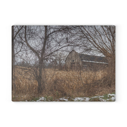 U R There Photography North Oxford Road Grey I Rustic Farmhouse Tempered-Glass Cutting Board