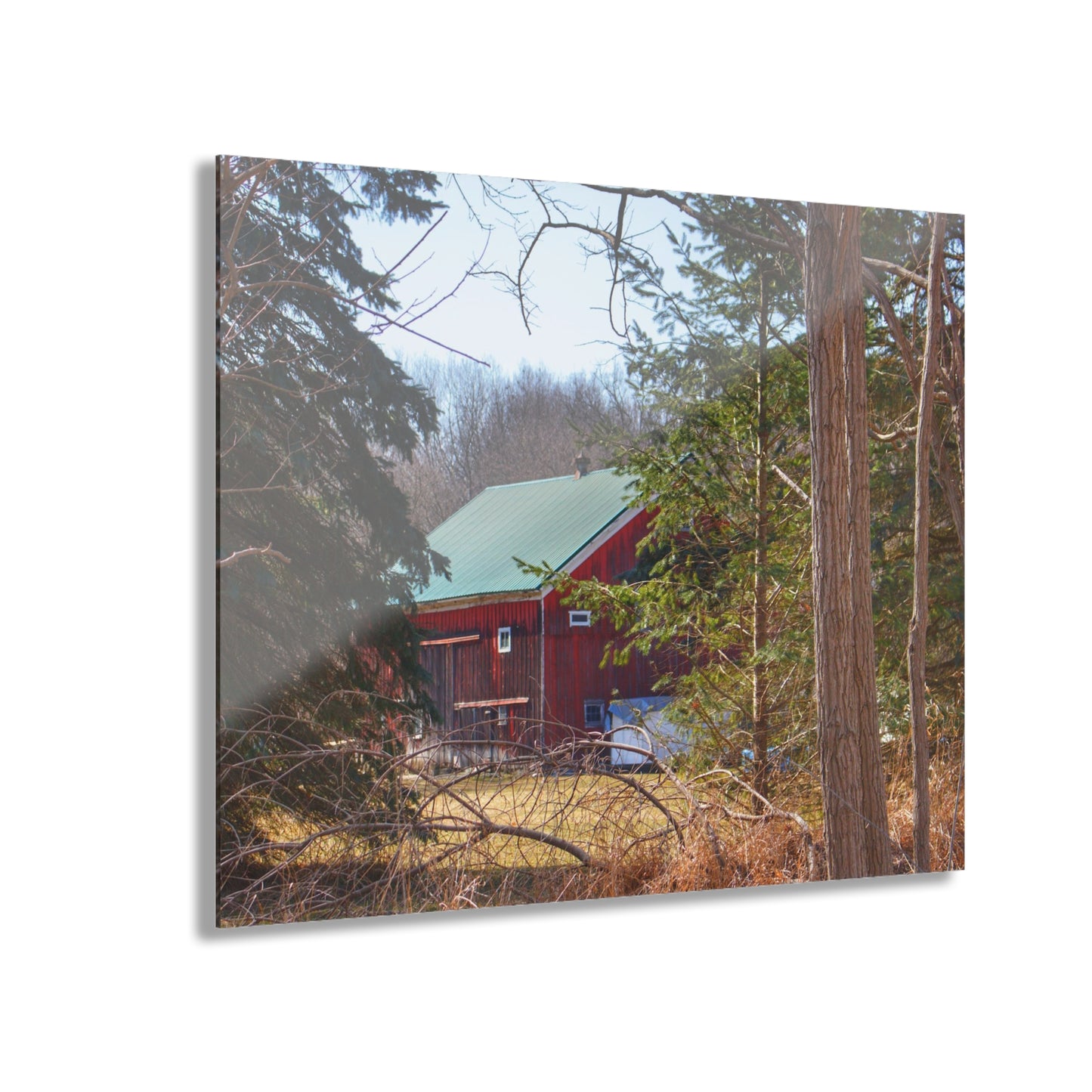 U R There Photography Bordman Road Hidden Red Rustic Farmhouse Acrylic Wall Print
