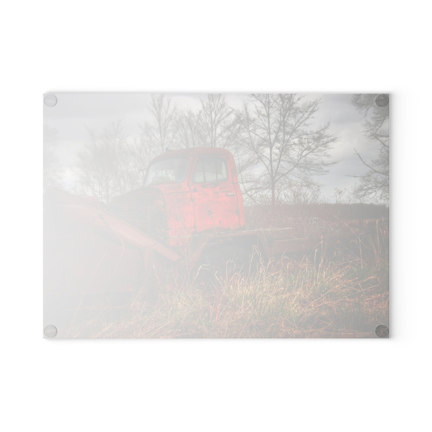U R There Photography North Gates Road Rusted Red Rustic Farmhouse Tempered-Glass Cutting Board
