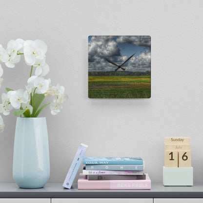 U R There Photography Skies of September Rustic Farmhouse Acrylic Analog Wall Clock