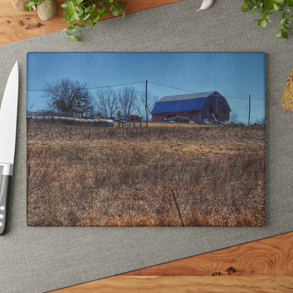 U R There Photography Marathon Haybarn on the Hill I Rustic Farmhouse Tempered-Glass Cutting Board