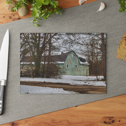 U R There Photography Hunters Creek Meadow Green Rustic Farmhouse Tempered-Glass Cutting Board