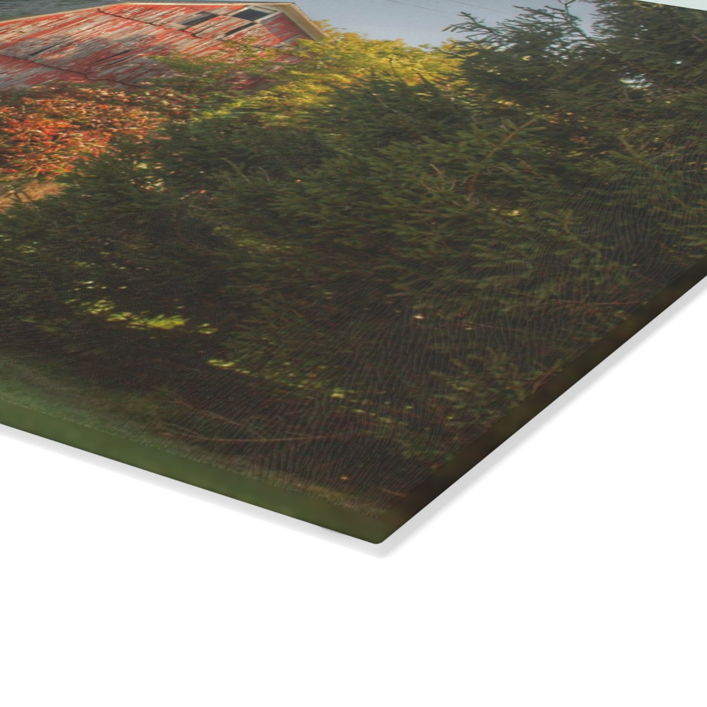 U R There Photography Belle River Red I Rustic Farmhouse Tempered-Glass Cutting Board