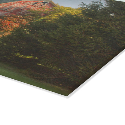 U R There Photography Belle River Red I Rustic Farmhouse Tempered-Glass Cutting Board