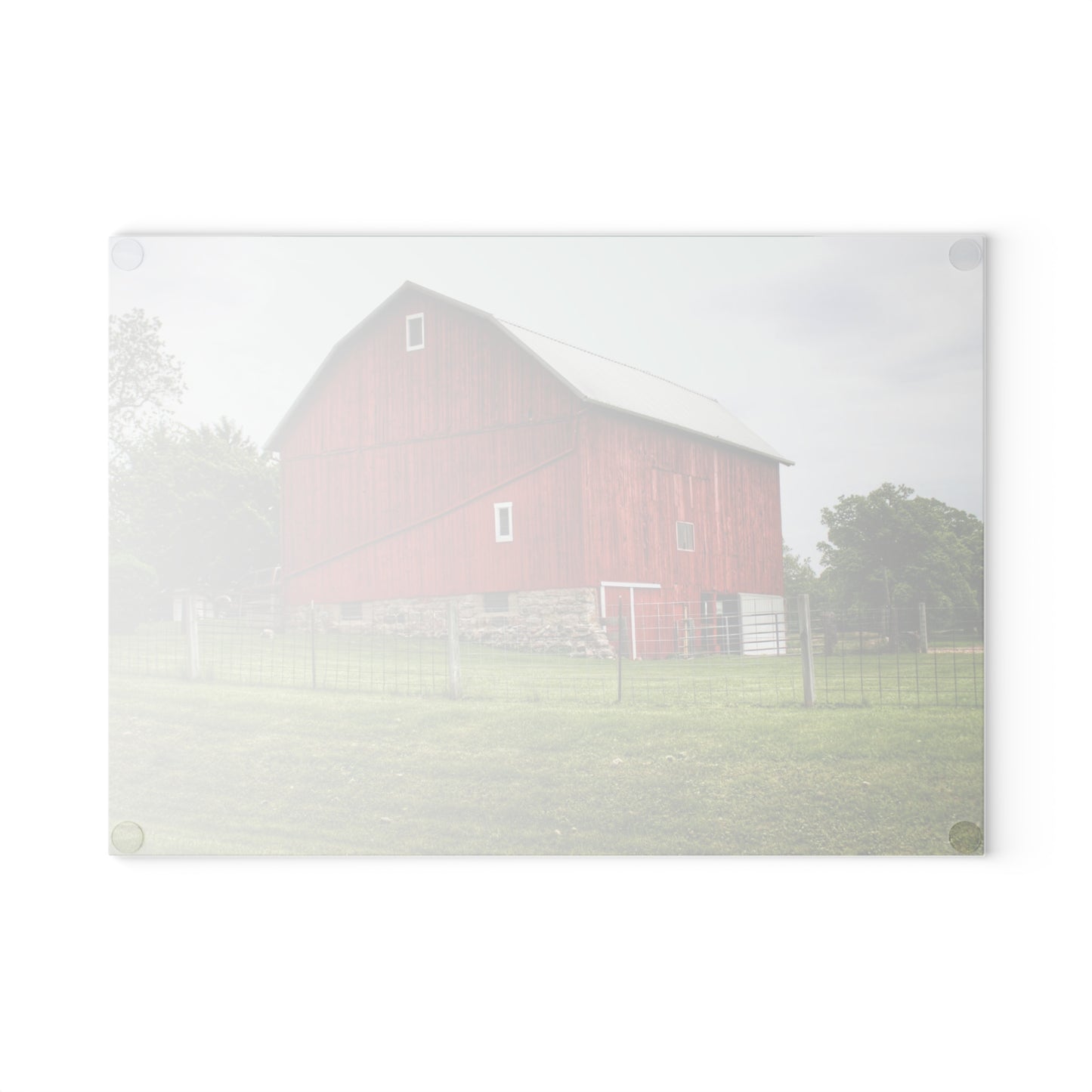 U R There Photography Elba Red II Rustic Farmhouse Tempered-Glass Cutting Board