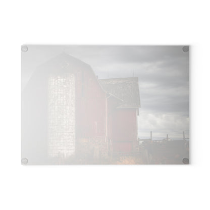U R There Photography Hurd Corners Red III Rustic Farmhouse Tempered-Glass Cutting Board