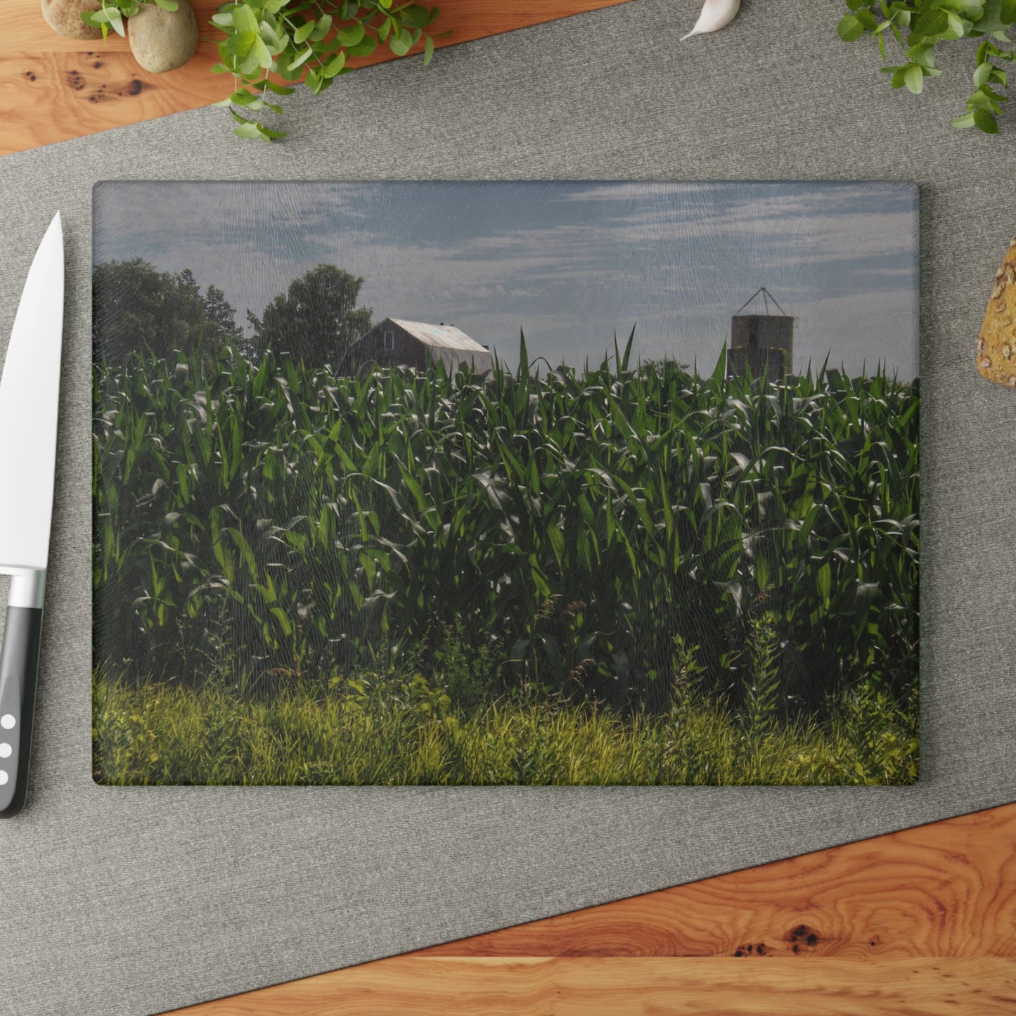 Rustic Farmhouse Cutting Board Featuring Above the Corn on Piersonville Road II