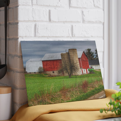 U R There Photography Fostoria Red III Rustic Farmhouse Tempered-Glass Cutting Board
