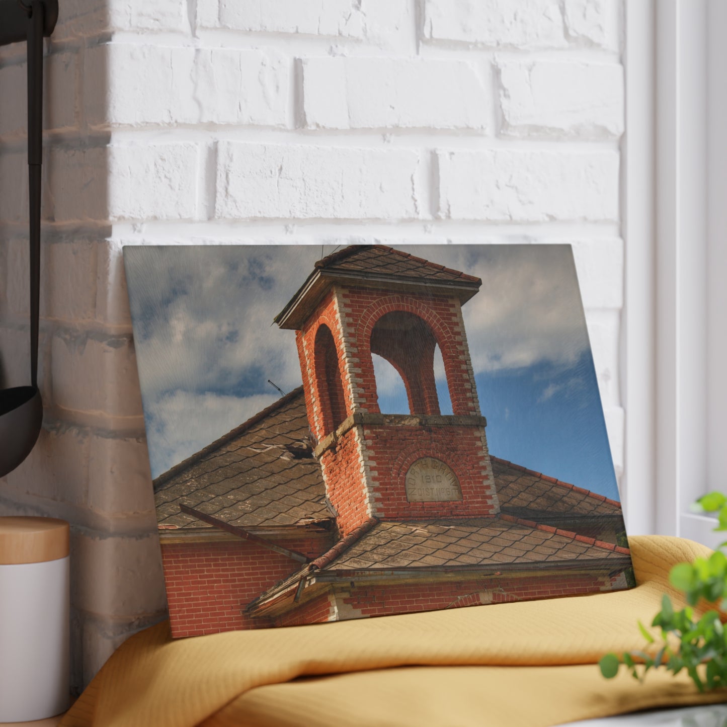 U R There Photography North Grove Road Schoolhouse II Rustic Farmhouse Tempered-Glass Cutting Board