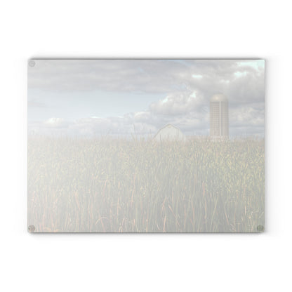 Barn Boutique Rustic Tempered-Glass Cutting Board| Overlooking a Corn Field