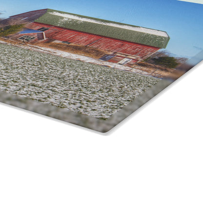 U R There Photography Early Spring Red II Rustic Farmhouse Tempered-Glass Cutting Board