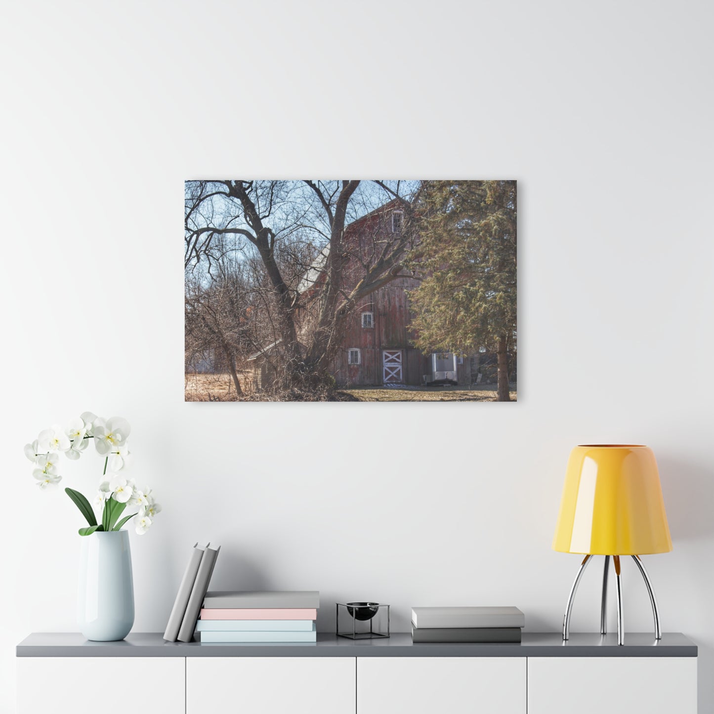 U R There Photography Lakeville Road Hidden Red Rustic Farmhouse Acrylic Wall Print