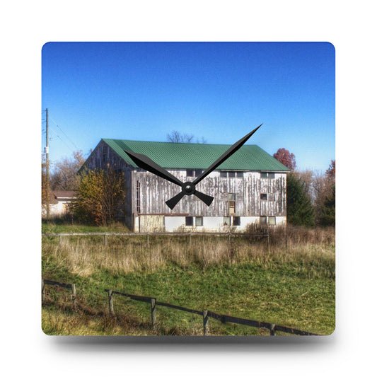 Hadley White Rustic Farmhouse Acrylic Analog Wall Clock 10.75'' × 10.75'' (Square)