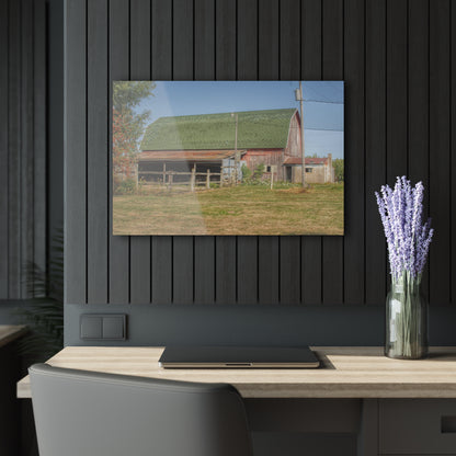 U R There Photography Farrand Road Red with Corral Rustic Farmhouse Acrylic Wall Print