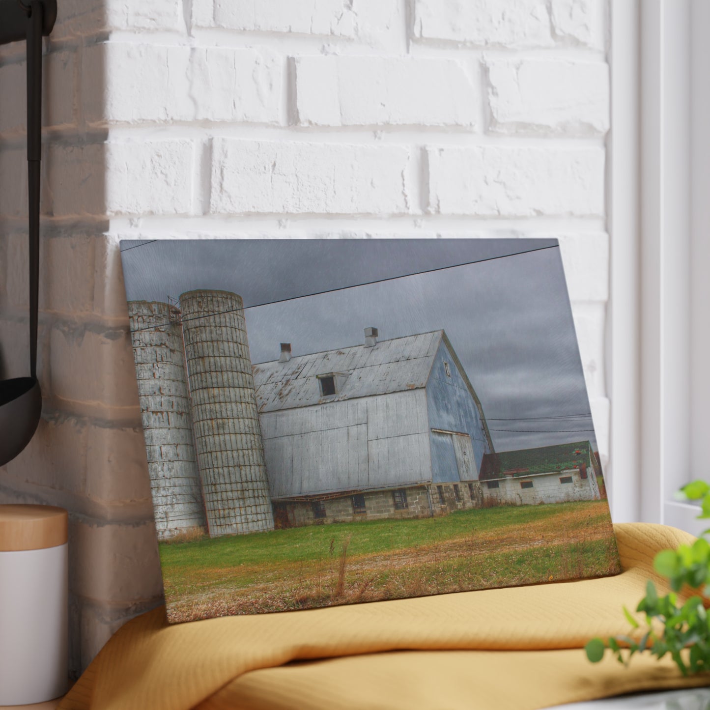 U R There Photography Daley Road Grey I Rustic Farmhouse Tempered-Glass Cutting Board