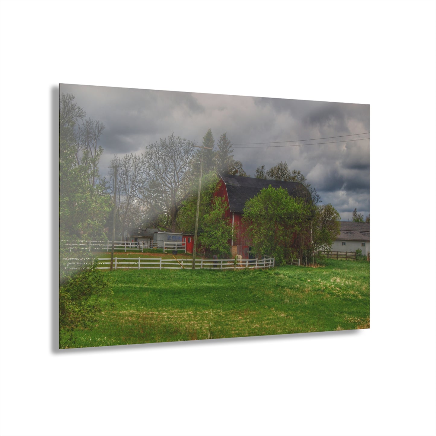 U R There Photography Hassler Lake Hidden Red Rustic Farmhouse Acrylic Wall Print