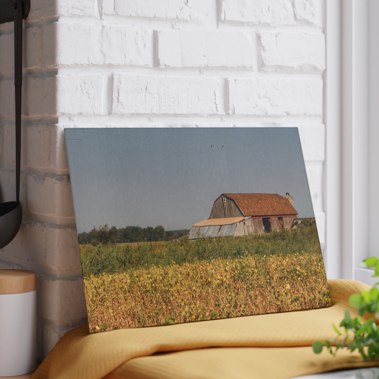 U R There Photography Slattery Road Saltbox Grey Rustic Farmhouse Tempered-Glass Cutting Board