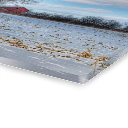 U R There Photography Across Barnes Road Frozen Cornfield Rustic Farmhouse Acrylic Wall Print