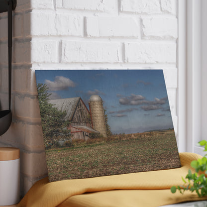 U R There Photography Sheridan Line Road Grey II Rustic Farmhouse Tempered-Glass Cutting Board