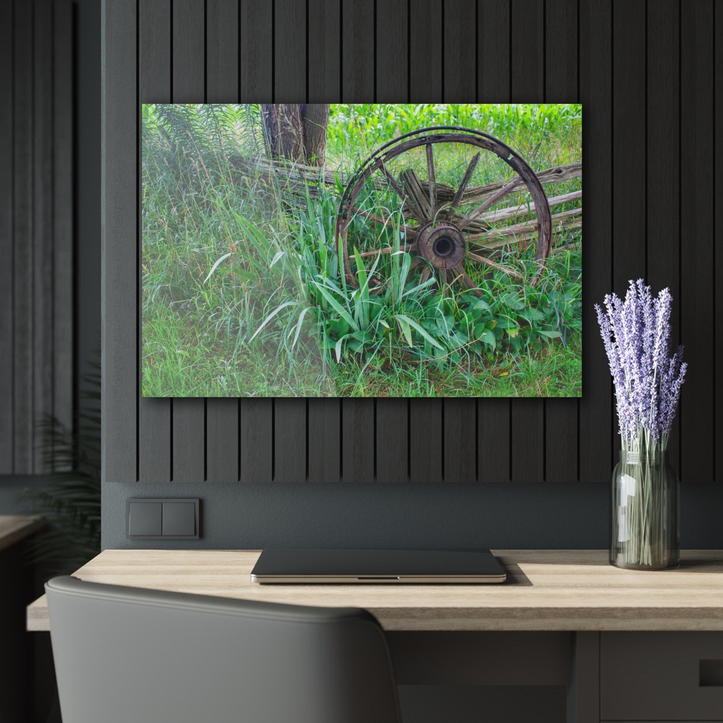 U R There Photography Wagon Wheel Fences Rustic Farmhouse Acrylic Wall Print