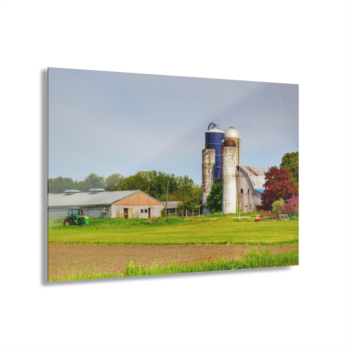 U R There Photography M-25 Old Grey and Silos Rustic Farmhouse Acrylic Wall Print