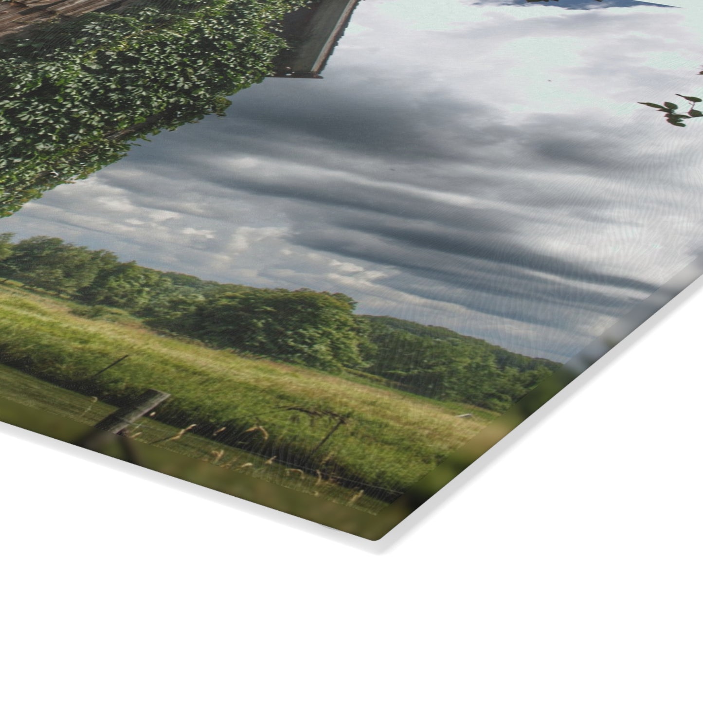 U R There Photography North Branch Ivy Grey II Rustic Farmhouse Tempered-Glass Cutting Board