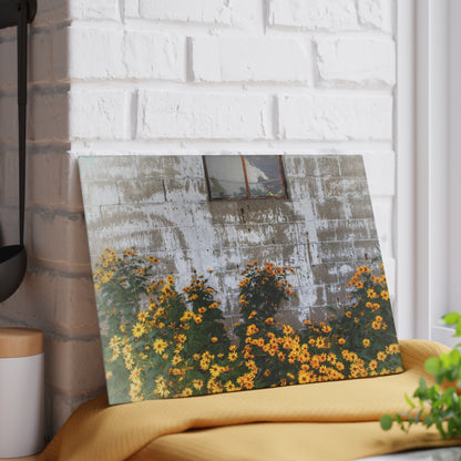 U R There Photography Golden Blooms on McDowell Rustic Farmhouse Tempered-Glass Cutting Board