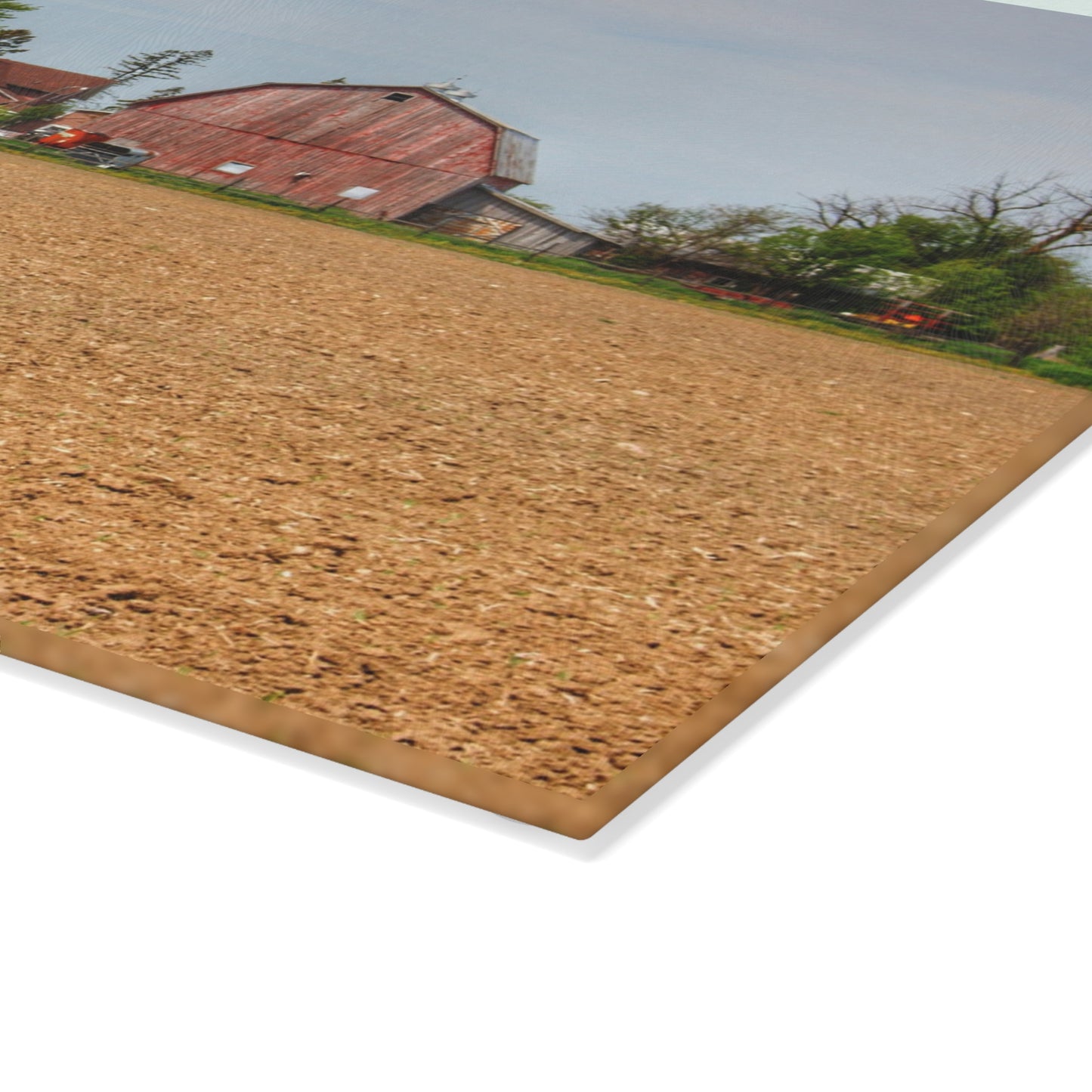 U R There Photography Volz Road Reds Rustic Farmhouse Tempered-Glass Cutting Board