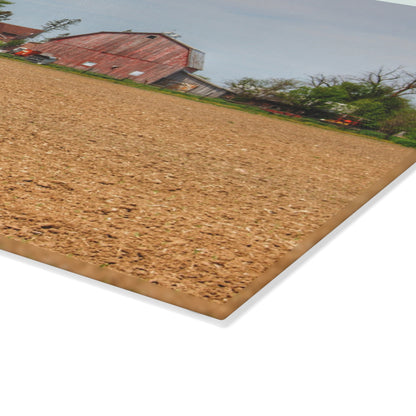 U R There Photography Volz Road Reds Rustic Farmhouse Tempered-Glass Cutting Board