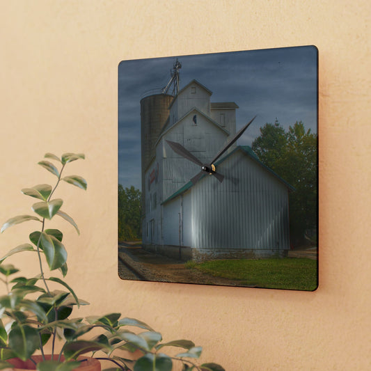 Rustic Farmhouse Wall Clock featuring Aside the Tracks in Mayville