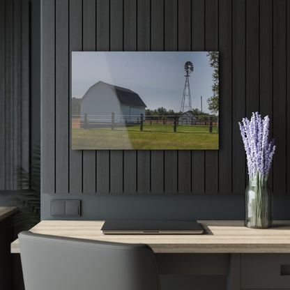 U R There Photography M-90 White and Windmill II Rustic Farmhouse Acrylic Wall Print