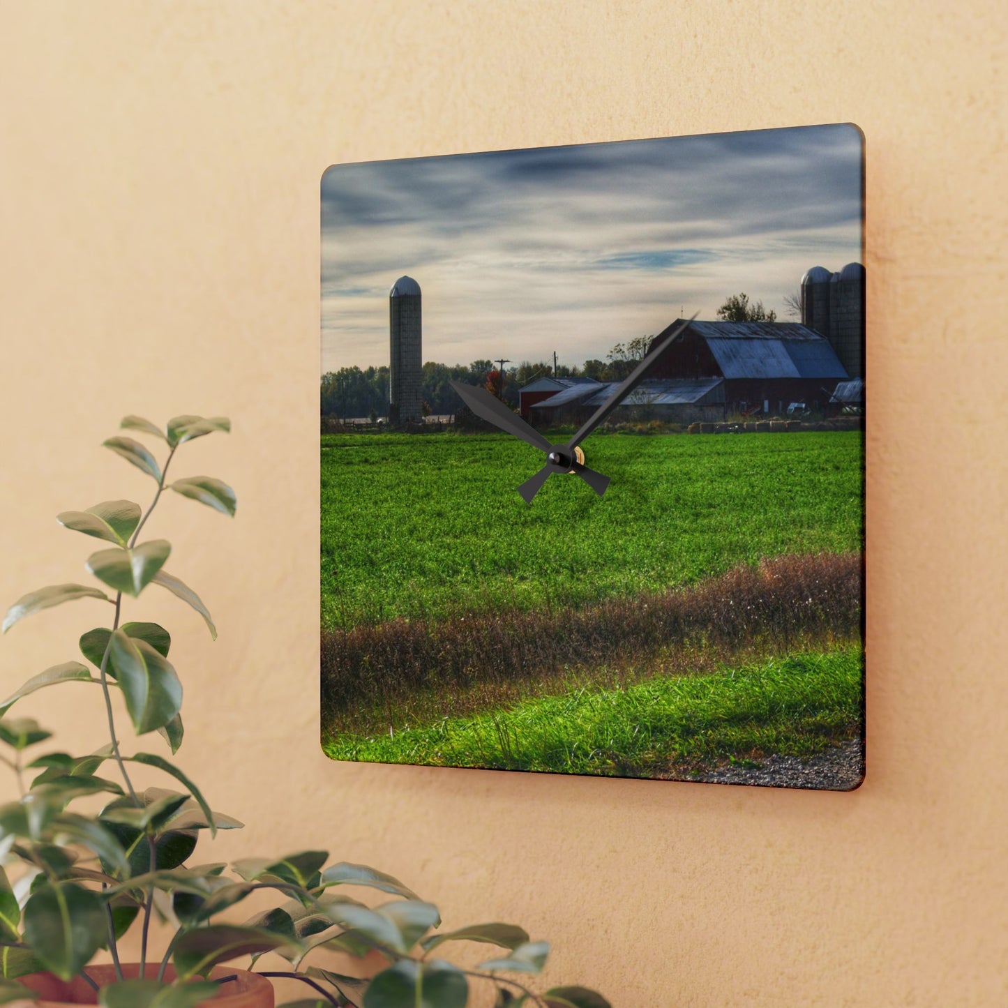 U R There Photography Shepard Road Farm I Rustic Farmhouse Acrylic Analog Wall Clock
