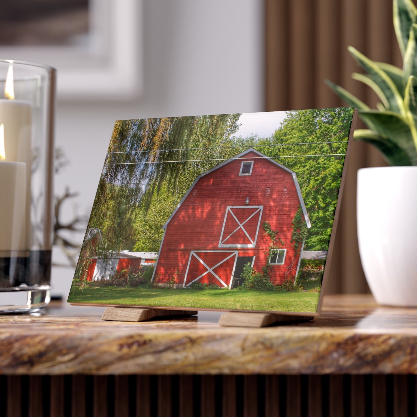 U R There Photography Henderson Red Rustic Farmhouse Decorative Ceramic Tile