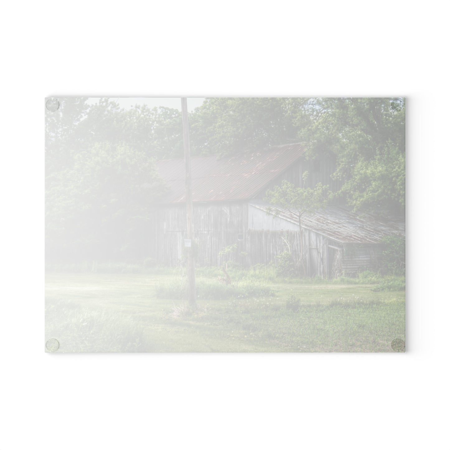 U R There Photography Frankenmuth Grey Saltbox Rustic Farmhouse Tempered-Glass Cutting Board