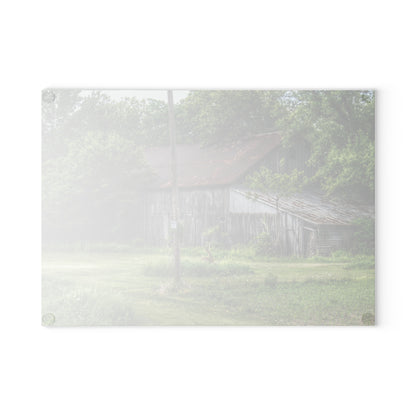 U R There Photography Frankenmuth Grey Saltbox Rustic Farmhouse Tempered-Glass Cutting Board