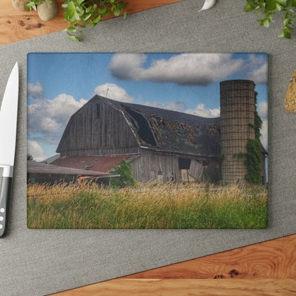 U R There Photography Millington Forgotten Grey Rustic Farmhouse Tempered-Glass Cutting Board