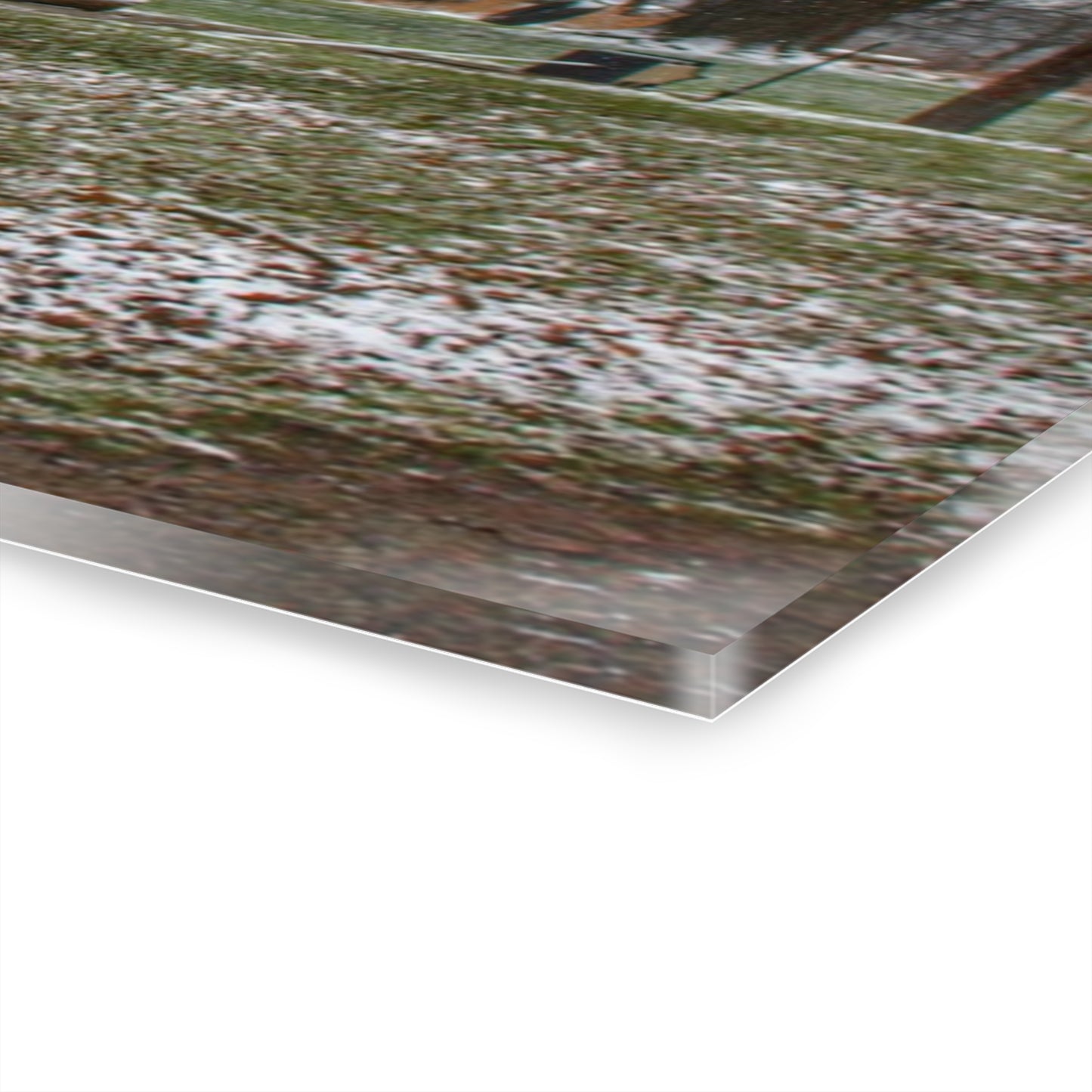 U R There Photography Bishop Road Winter Red Rustic Farmhouse Acrylic Wall Print