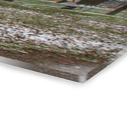 U R There Photography Bishop Road Winter Red Rustic Farmhouse Acrylic Wall Print