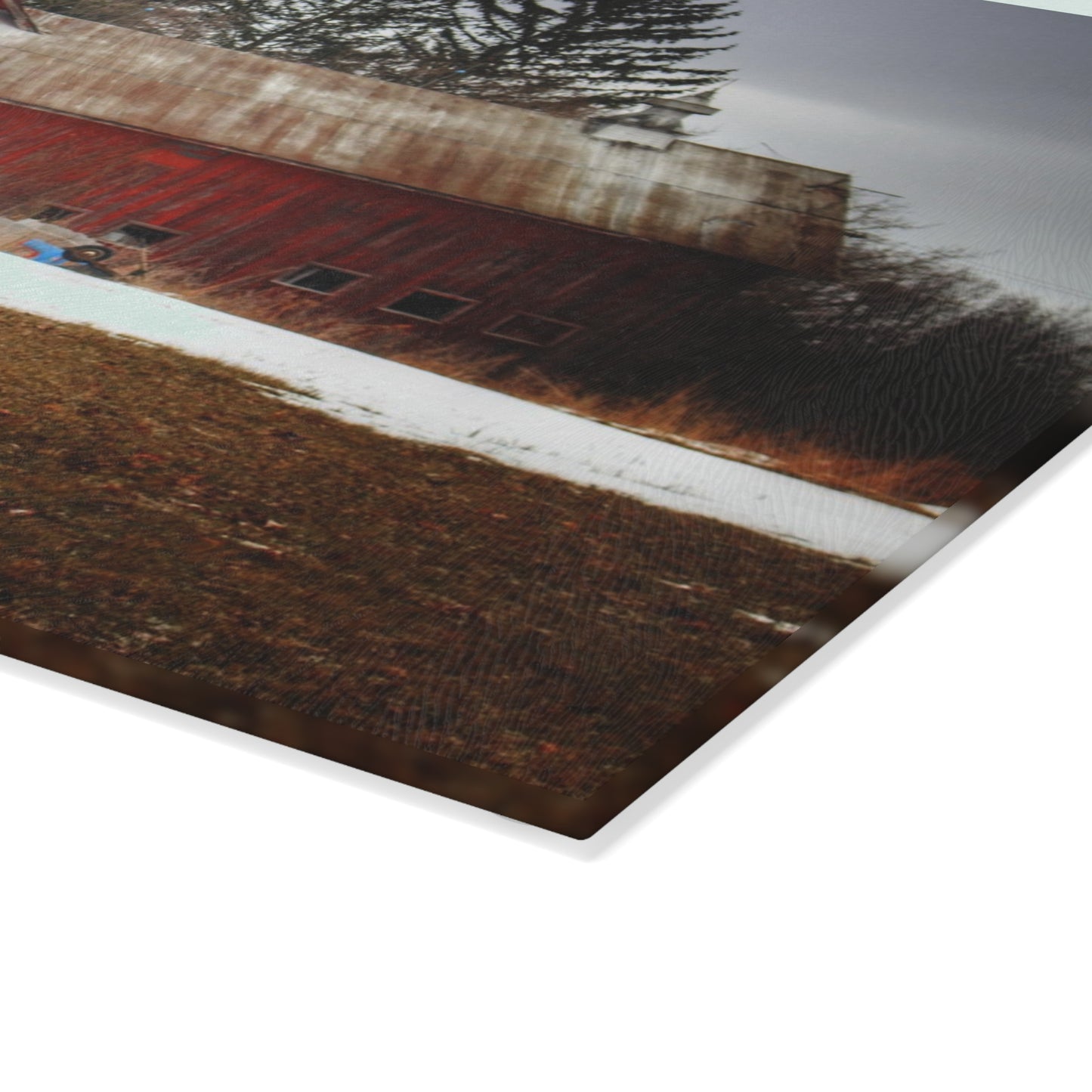 U R There Photography Blacks Corners Road Red Rustic Farmhouse Tempered-Glass Cutting Board
