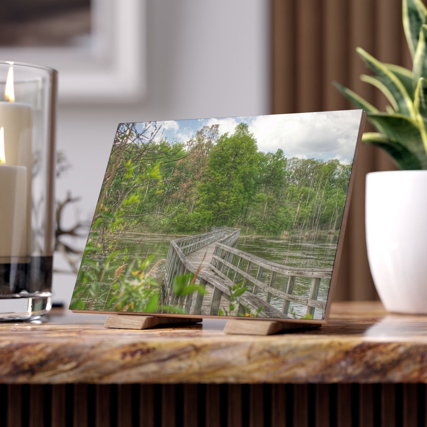 U R There Photography Linear Park Bridge in Lapeer I Rustic Farmhouse Decorative Ceramic Tile